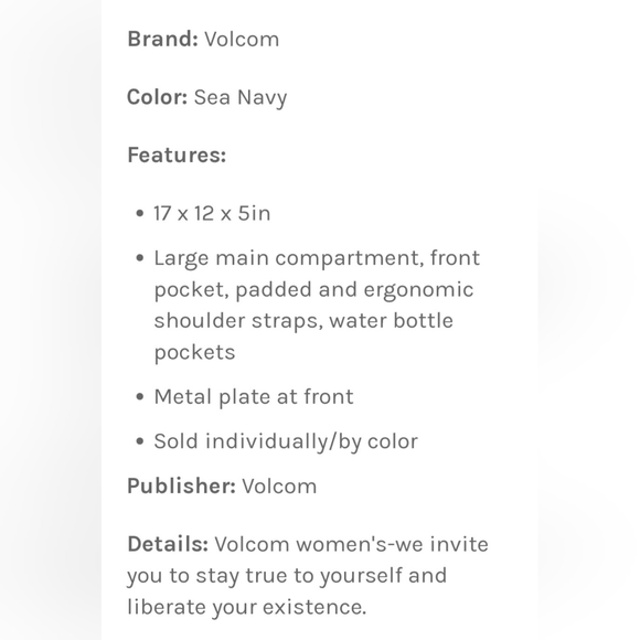 Volcom Vacations Canvas Backpack *NWT* - Picture 7 of 13